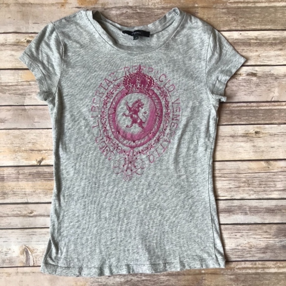 Express Grey and Pink Graphic T-Shirt